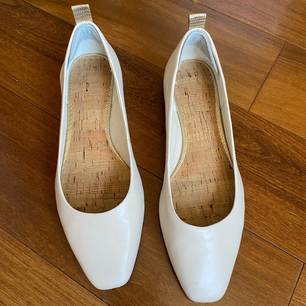 White Square Toe Flats size 7.5